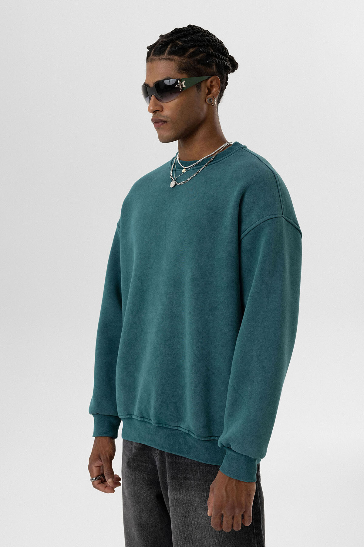 YIKAMALI BASIC OVERSIZE SWEATSHIRT PETROL