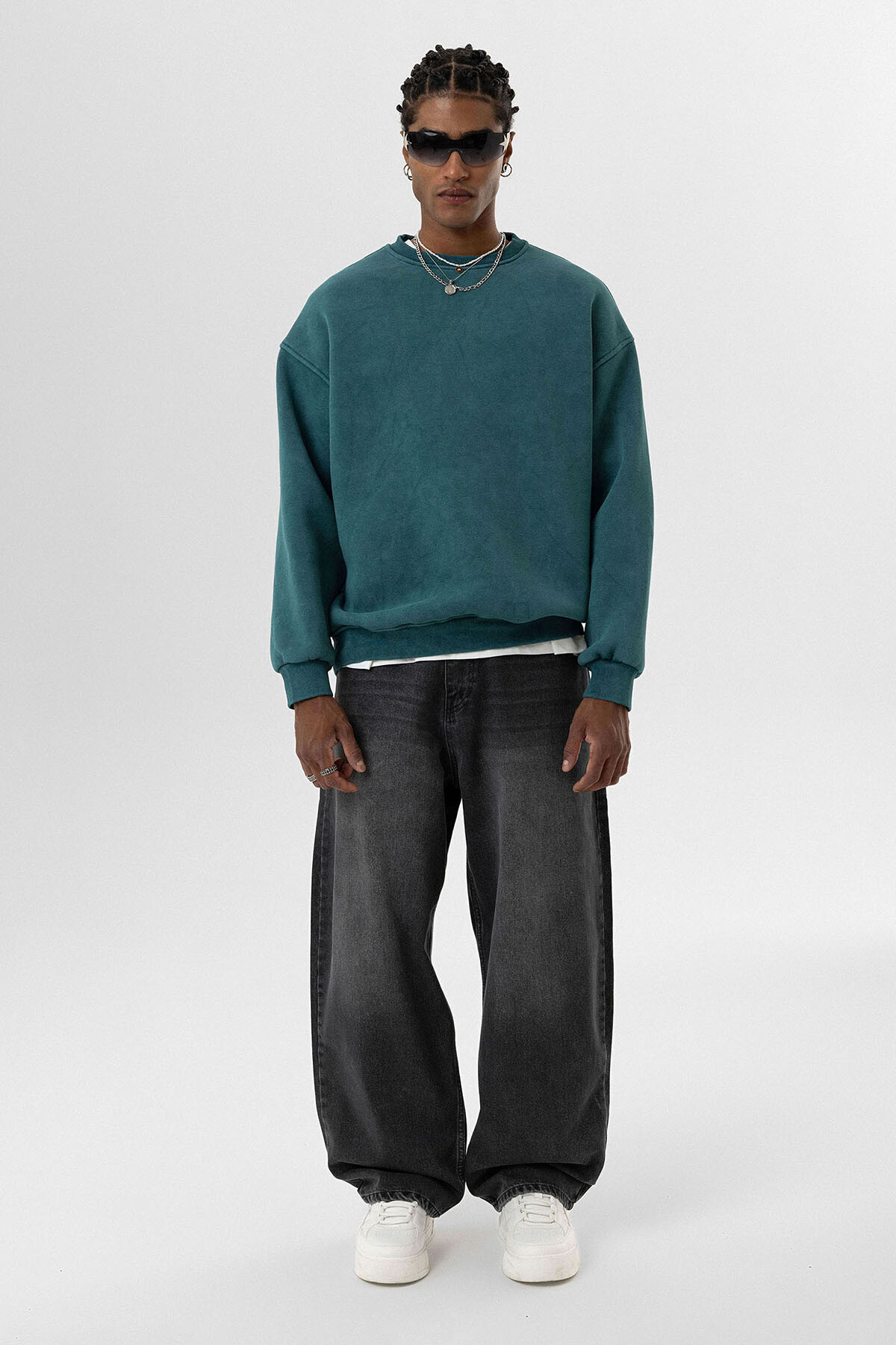 YIKAMALI BASIC OVERSIZE SWEATSHIRT PETROL