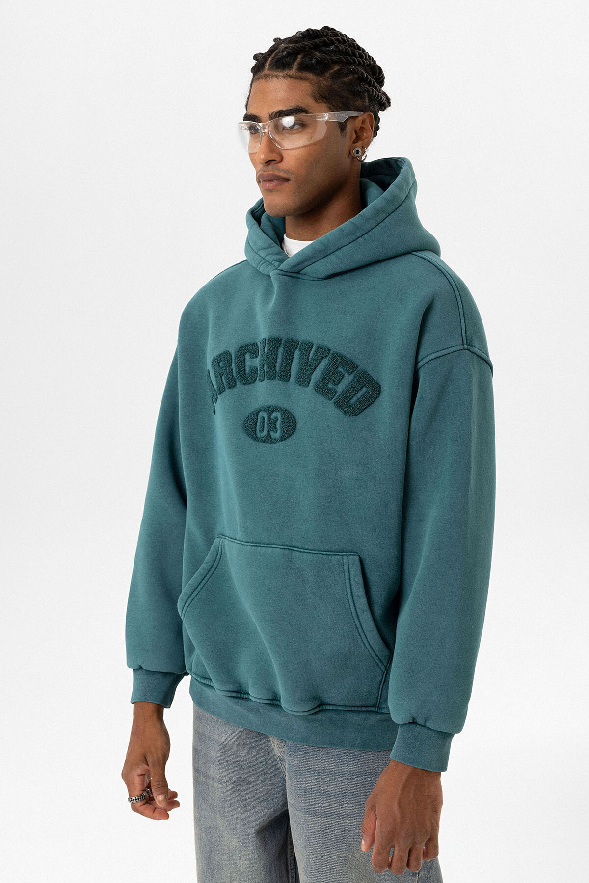 YIKAMALI OVERSIZE BASKILI SWEATSHIRT PETROL