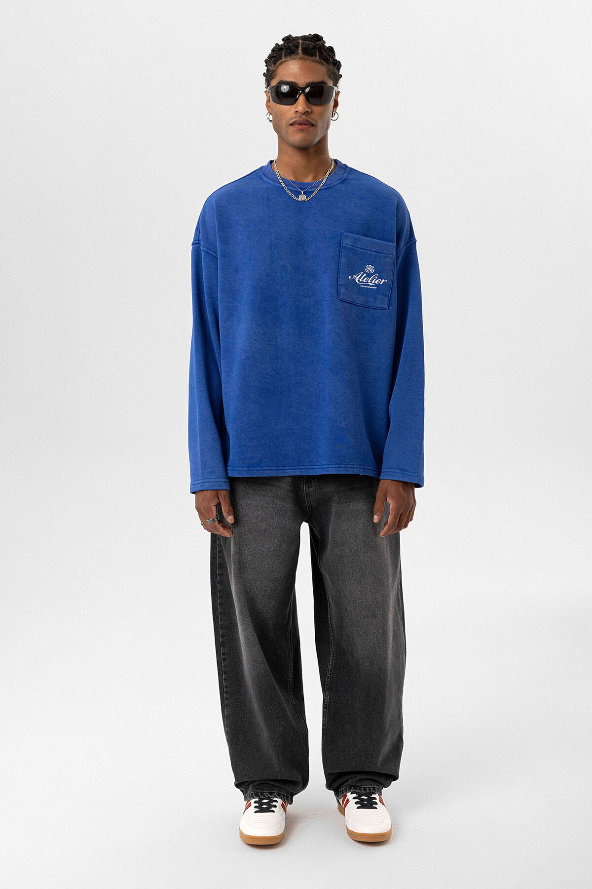 YIKAMALI OVERSIZE CEP DETAYLI SWEATSHIRT SAKS