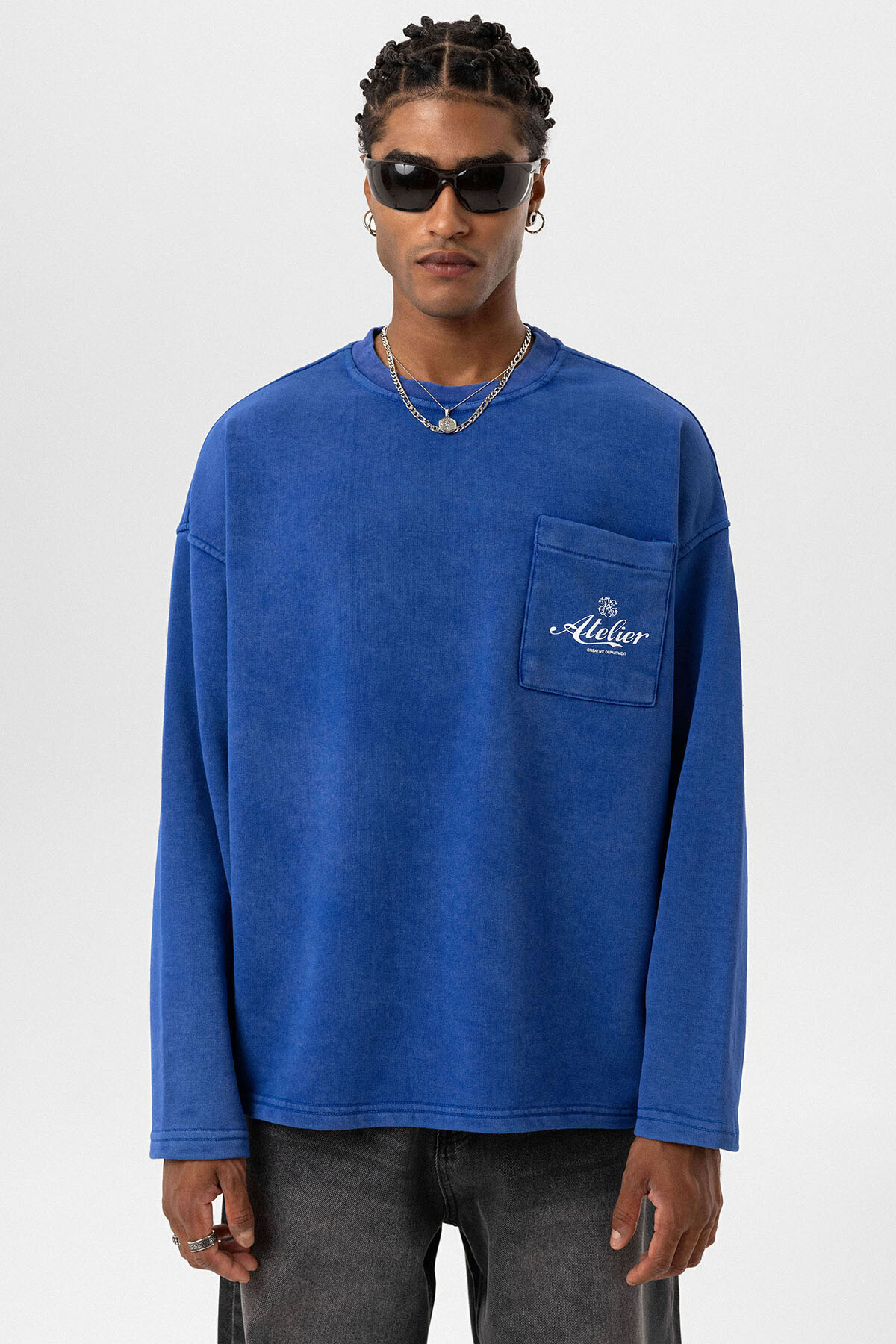 YIKAMALI OVERSIZE CEP DETAYLI SWEATSHIRT SAKS