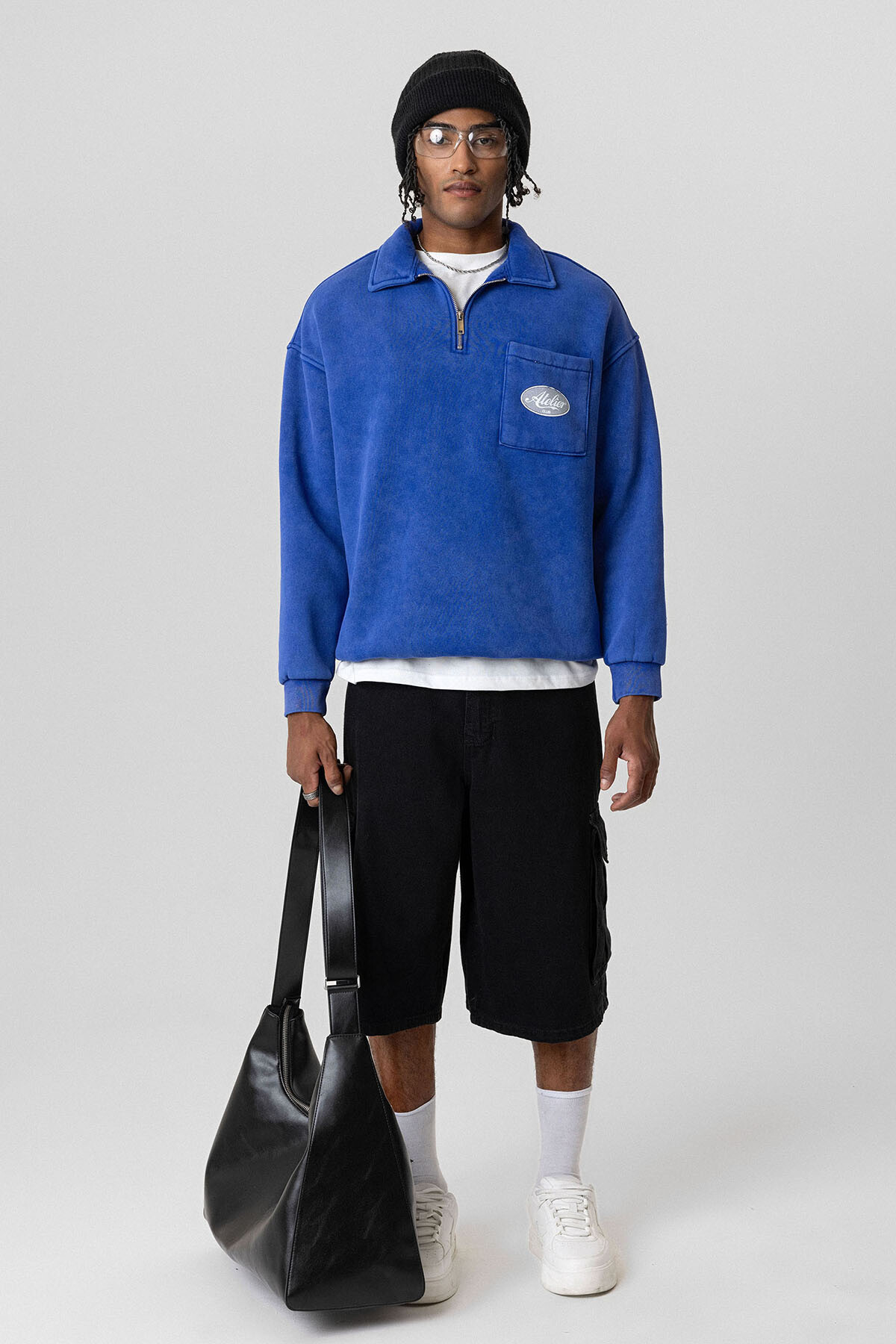 YIKAMALI OVERSIZE CEP DETAYLI SWEATSHIRT SAKS