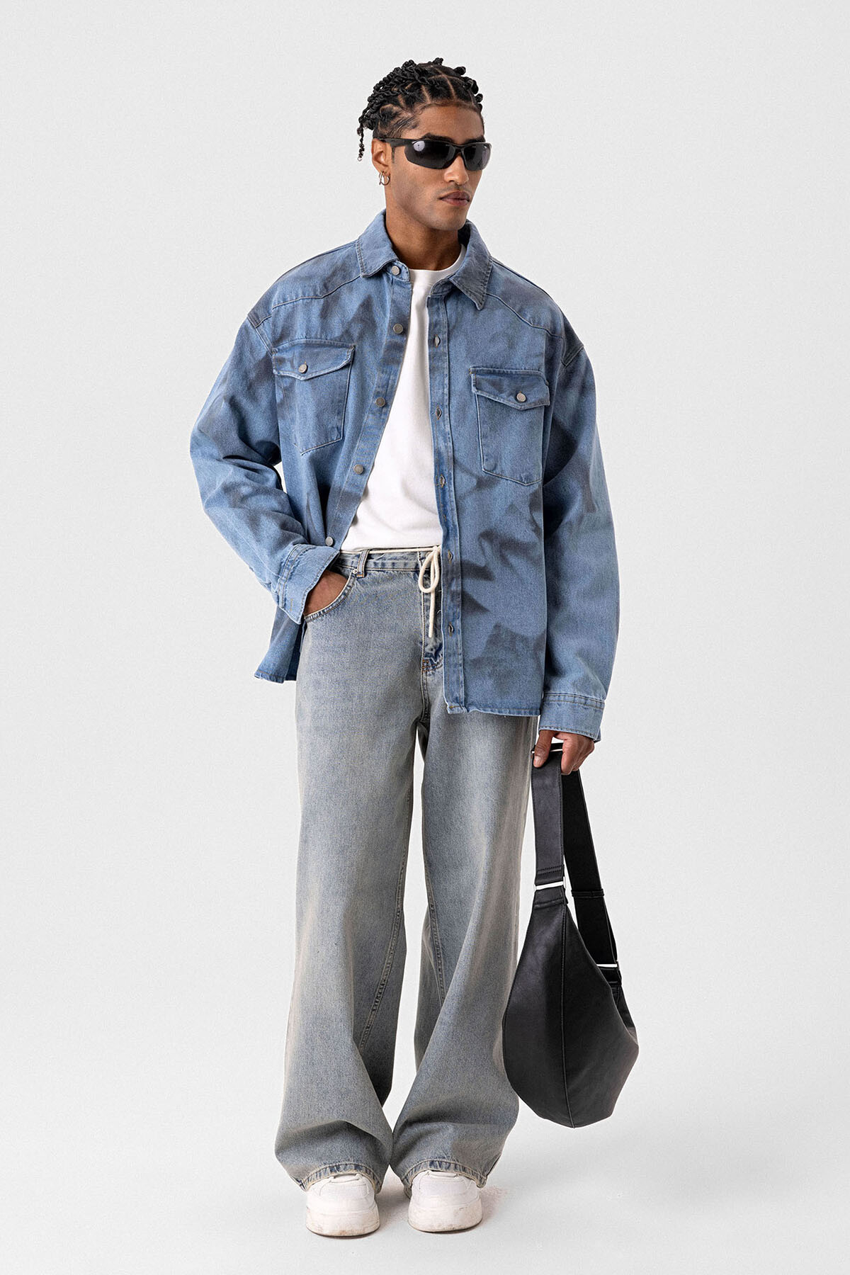 YIKAMALI OVERSIZE DENIM CEKET AÇIK MAVİ