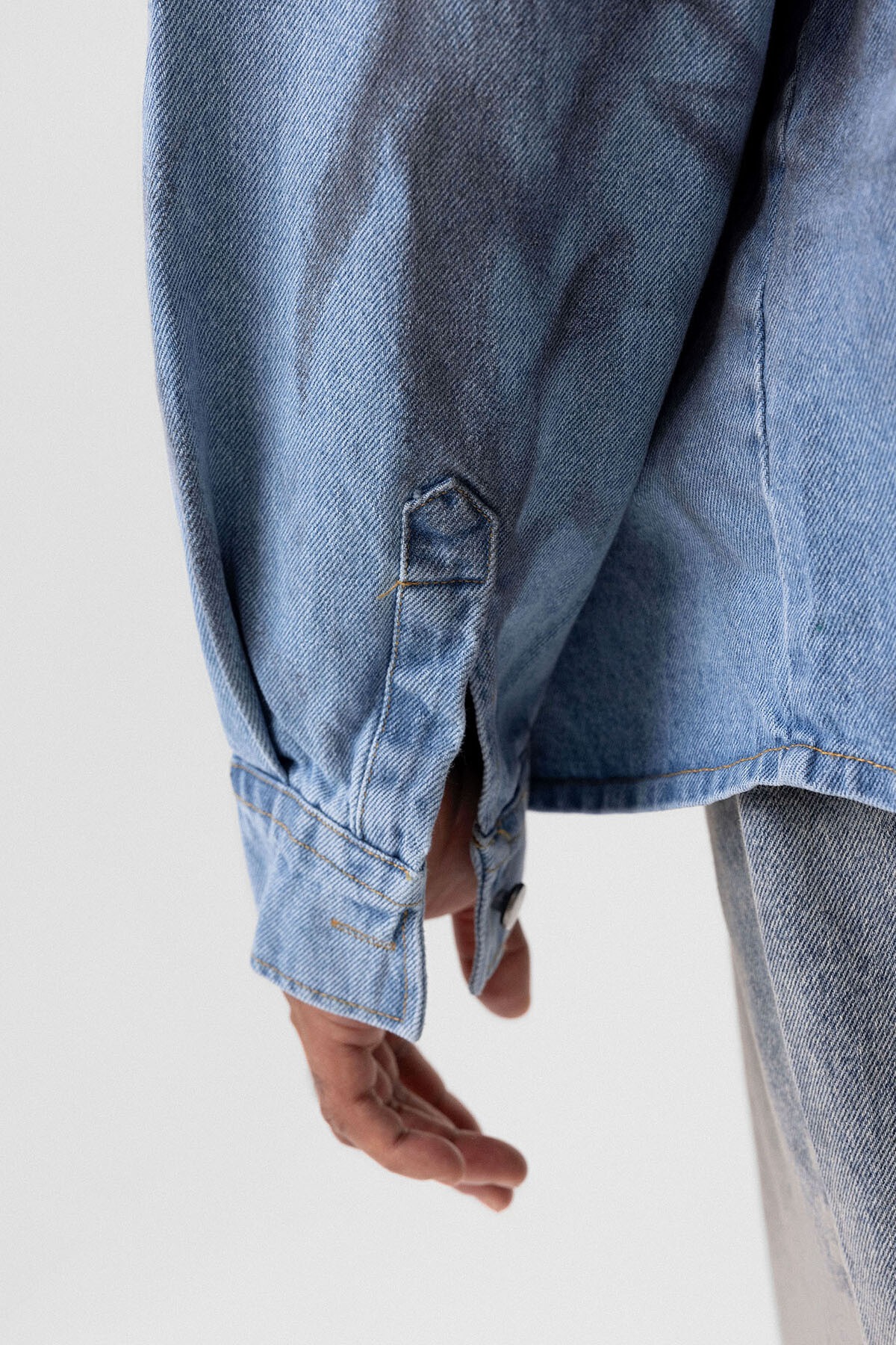 YIKAMALI OVERSIZE DENIM CEKET AÇIK MAVİ