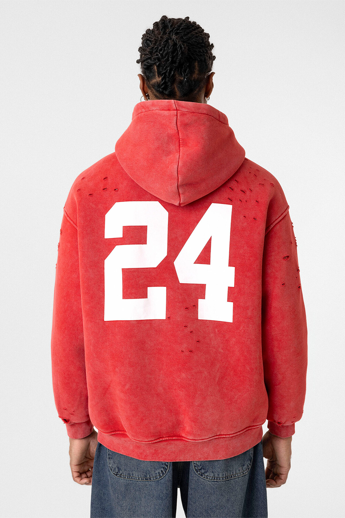 YIKAMALI YAZI DETAYLI OVERSIZE SWEATSHIRT KIRMIZI